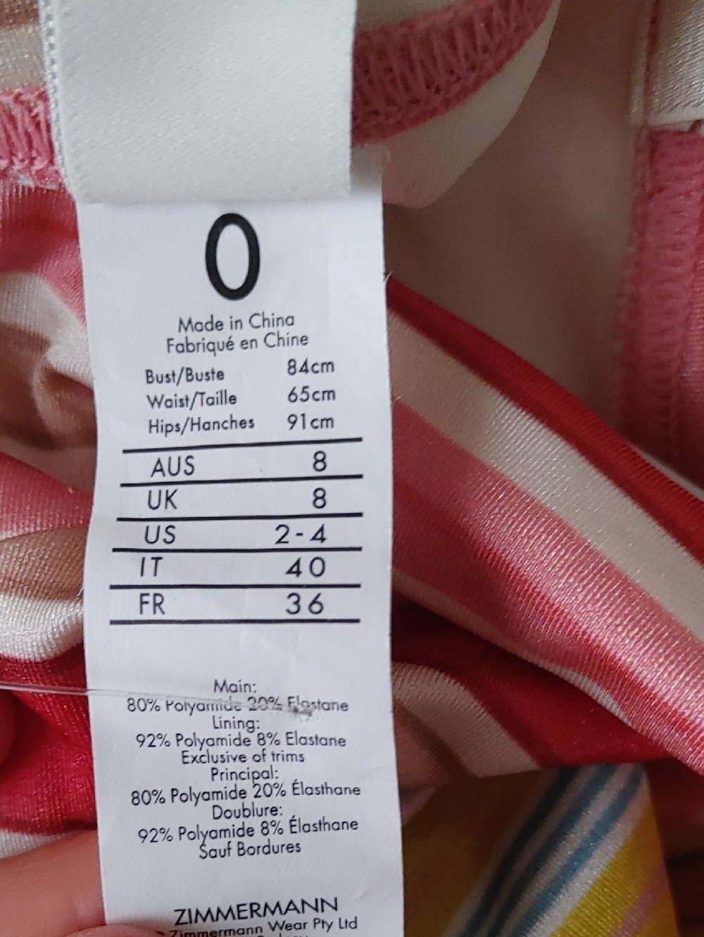 BNWT Zimmermann Striped Multicolor Swimsuit - Picture 7 of 7